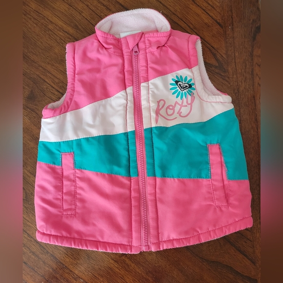 Roxy Vest Size 2T Fuschia Pink, Light & Turquoise - Picture 1 of 4